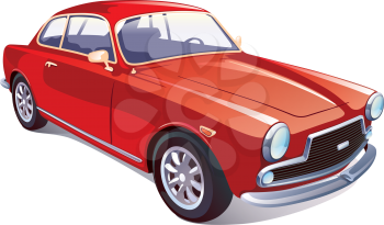 The vector image of the great rare retro vehicle painted in a red color on a white background.
Editable vector EPS v.10.