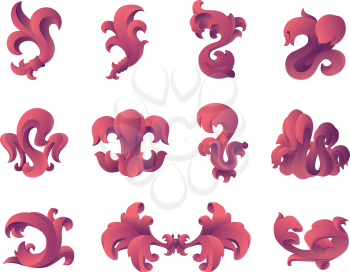 The set of the baroque style  floral graphic design elements.
Editable vector EPS v9.0