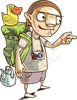 The backpacker with the all staff he needs in his journey.
This is the editable vector image saved in EPS file. 

Rate it if you like it!