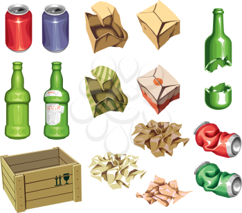 The junk package ready to recycling.
Editable vector EPS v9.0