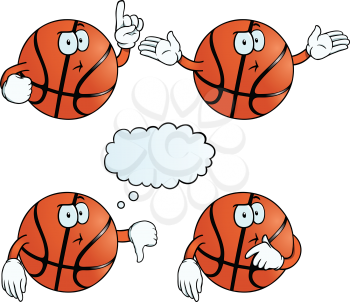 Royalty Free Clipart Image of Thinking Basketballs