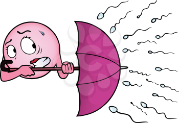 Royalty Free Clipart Image of an Egg Cell Protecting Itself from Sperm
