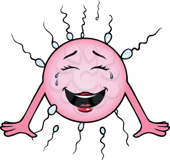 Royalty Free Clipart Image of an Egg Cell being Tickled by Sperm