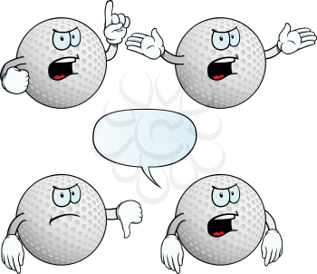 Royalty Free Clipart Image of Angry Golf Balls