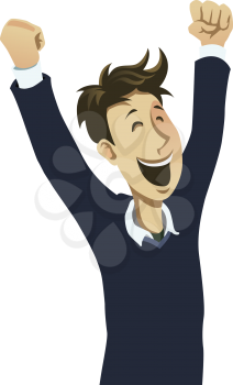 Royalty Free Clipart Image of an Excited Male