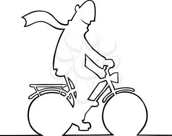 Royalty Free Clipart Image of a Male Biking