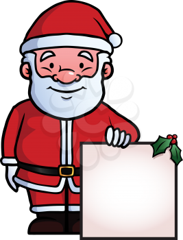 Royalty Free Clipart Image of a Santa holding a Sign
