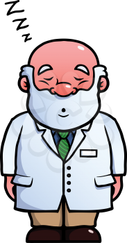 Royalty Free Clipart Image of an Exhausted Doctor