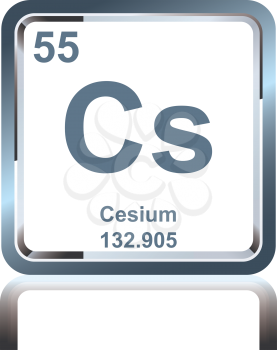 Symbol of chemical element cesium as seen on the Periodic Table of the Elements, including atomic number and atomic weight.