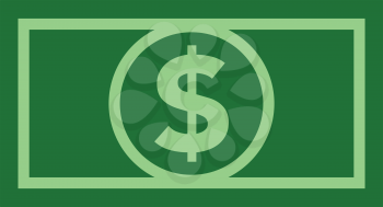 Dollar bill icon in flat green colors. Minimalistic design.