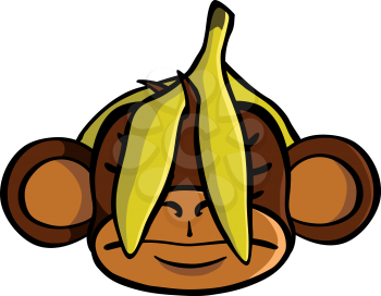 See no evil monkey with a banana covering his eyes
