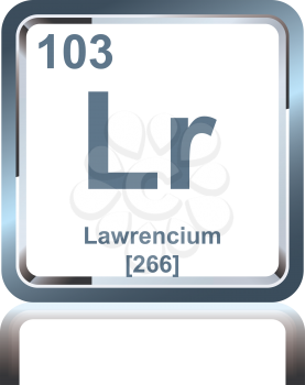 Symbol of chemical element lawrencium as seen on the Periodic Table of the Elements, including atomic number and atomic weight.