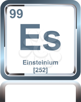 Symbol of chemical element einsteinium as seen on the Periodic Table of the Elements, including atomic number and atomic weight.