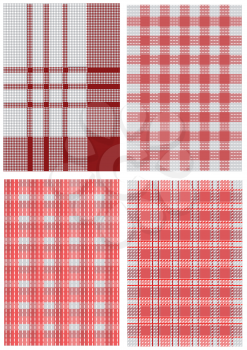 set of white and red checkered tablecloths