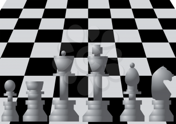 white chess on chess board. 10 EPS