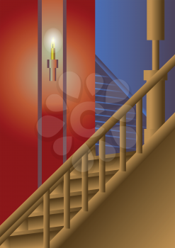 stairway that illuminated by candle