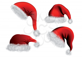 Royalty Free Clipart Image of Four Santa Hats