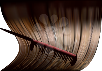 Royalty Free Clipart Image of a Comb and Hair