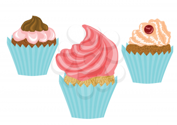 cupcakes isolated on white background. 10 EPS
