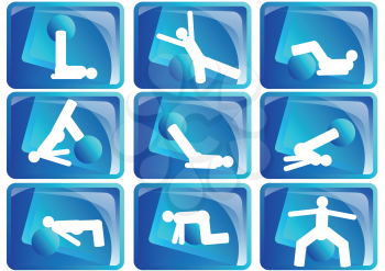 pilates icon set isolated on white background