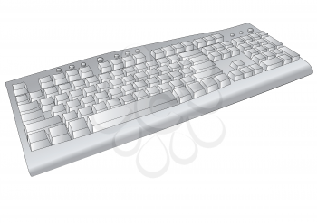 old computer keyboard isolated on white background