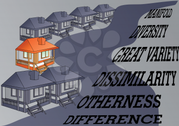 concept of difference. abstract background with houses