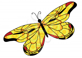 yellow butterfly isolated on a white background