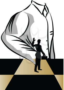 change job. silhouete of man on chessboard