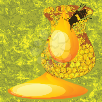 abstract honey in form of jug on green background