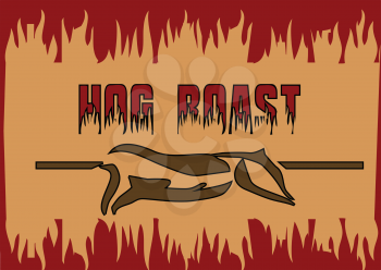 hog roast. abstract barbecue background with silhouette of pig