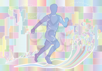 jogging. multicolor silhouette of runing man on abstract background
