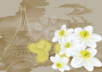 Spring in Europe. flowers on abstract background