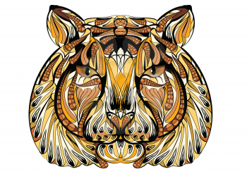 ethnic tiger isolated on a white background