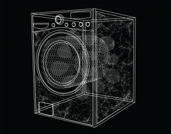 washing machine simbol isolated on black background