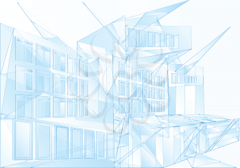modern architecture. abstract blue geometric backgroud