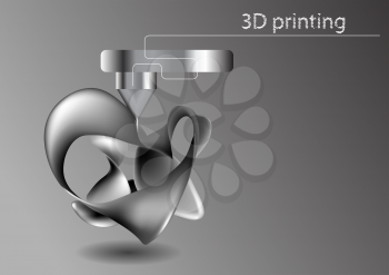 printing 3D. Industrial 3D printer prints abstract model
