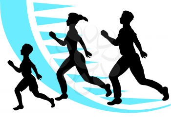 jogging. sport family. abstract silhouette of man, woman and child