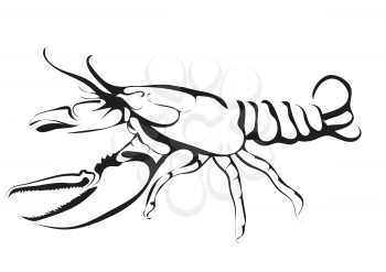 abstract silhouette of lobster isolated on white background