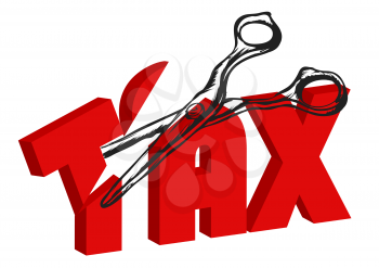 scissors cut taxes. business concept vector illustration