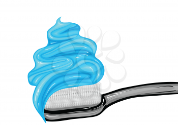 blue toothpaste isolated on a white background