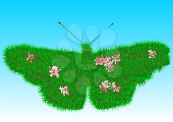 lawn with flowers as butterfly. 10 EPS