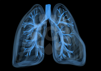 lungs. blue abstract respiratory organ on black background