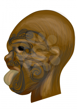 maori tatoo. traditional tatoo on wooden mask