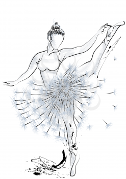 Ballet dancer and abstract dandelion. 10 EPS
