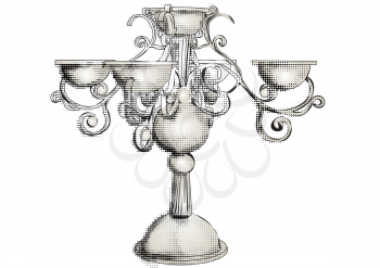 silver candelabrum isolated on the white background