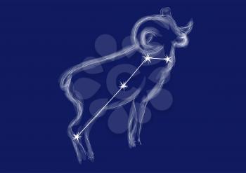 aries. abstract zodiac sign on blue background