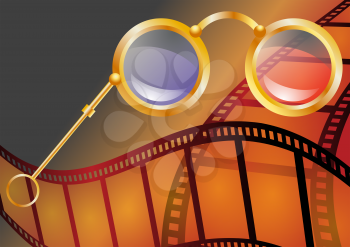 three-dimensional cinema. abstract background with 3d glasses