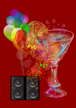 musical party backgroundwith speakers and balloons 