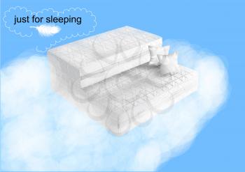 two mattresses on white cloud in blue blue
