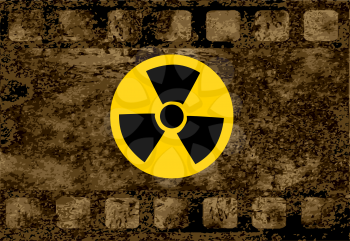  iradiationsign sign on brown. nfluence of radiation concept
